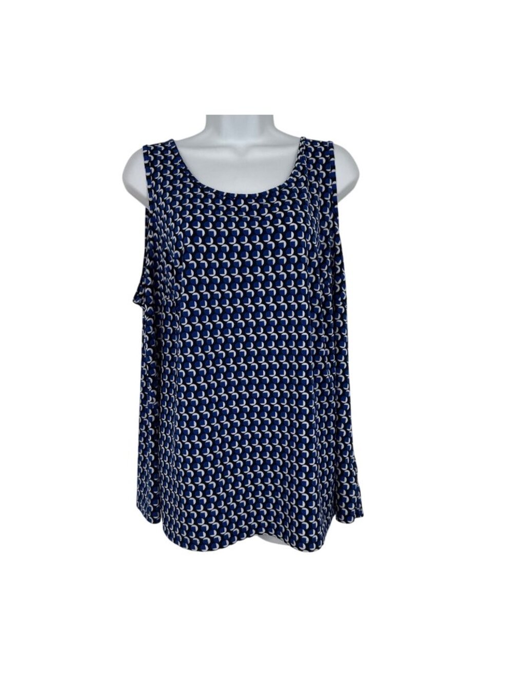 Susan Graver Blue & White Geometric Print Sleeveless Tank Top Women's Size 1X